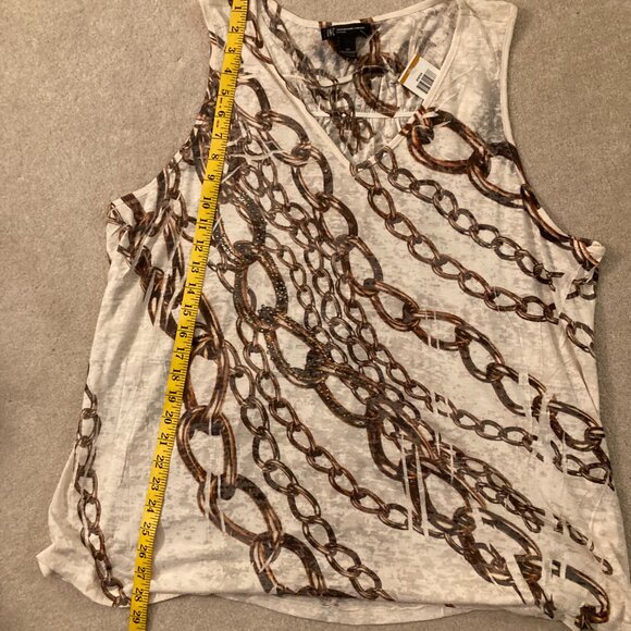 NWT International Concepts Woman Sleeveless Sheer Top - Tan/Brown/Gold Size 3X - Picture 4 of 5
